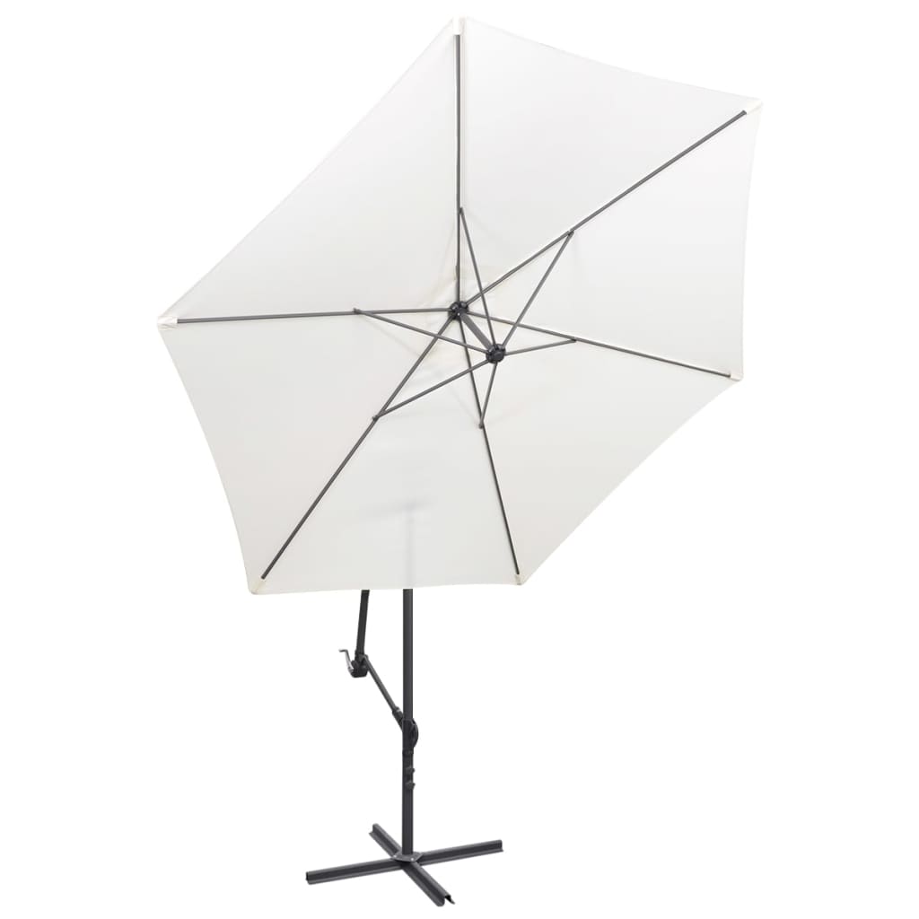 Parasol de jardin en porte-à-faux 3 m blanc sable