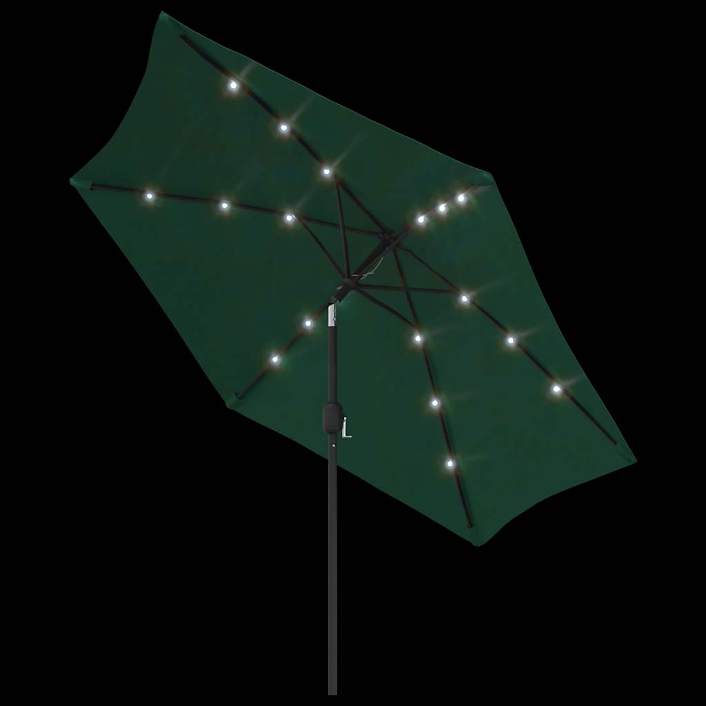 Parasol de jardin en porte-à-faux avec LED 3 m vert