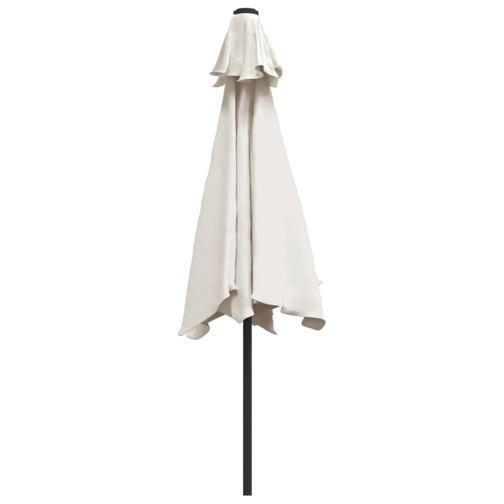 Parasol de jardin en porte-à-faux avec LED 3 m blanc sable