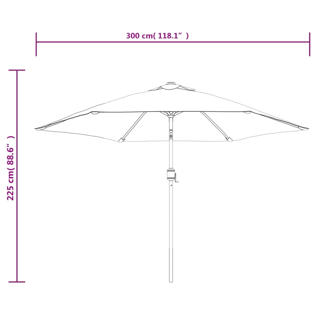 Parasol de jardin en porte-à-faux avec LED 3 m blanc sable