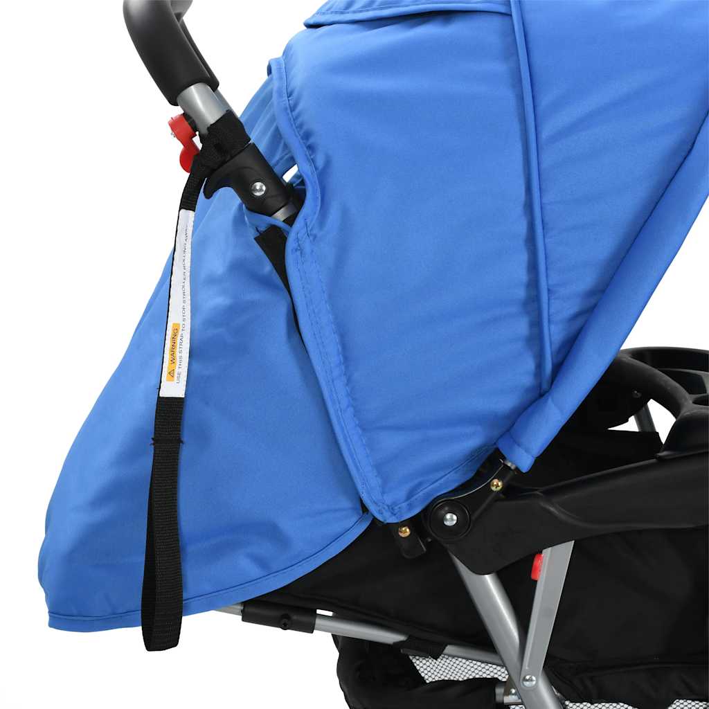 Two-seater stroller steel blue and black