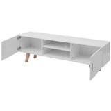 Meuble TV MDF 150x35x48,5 cm Blanc brillant