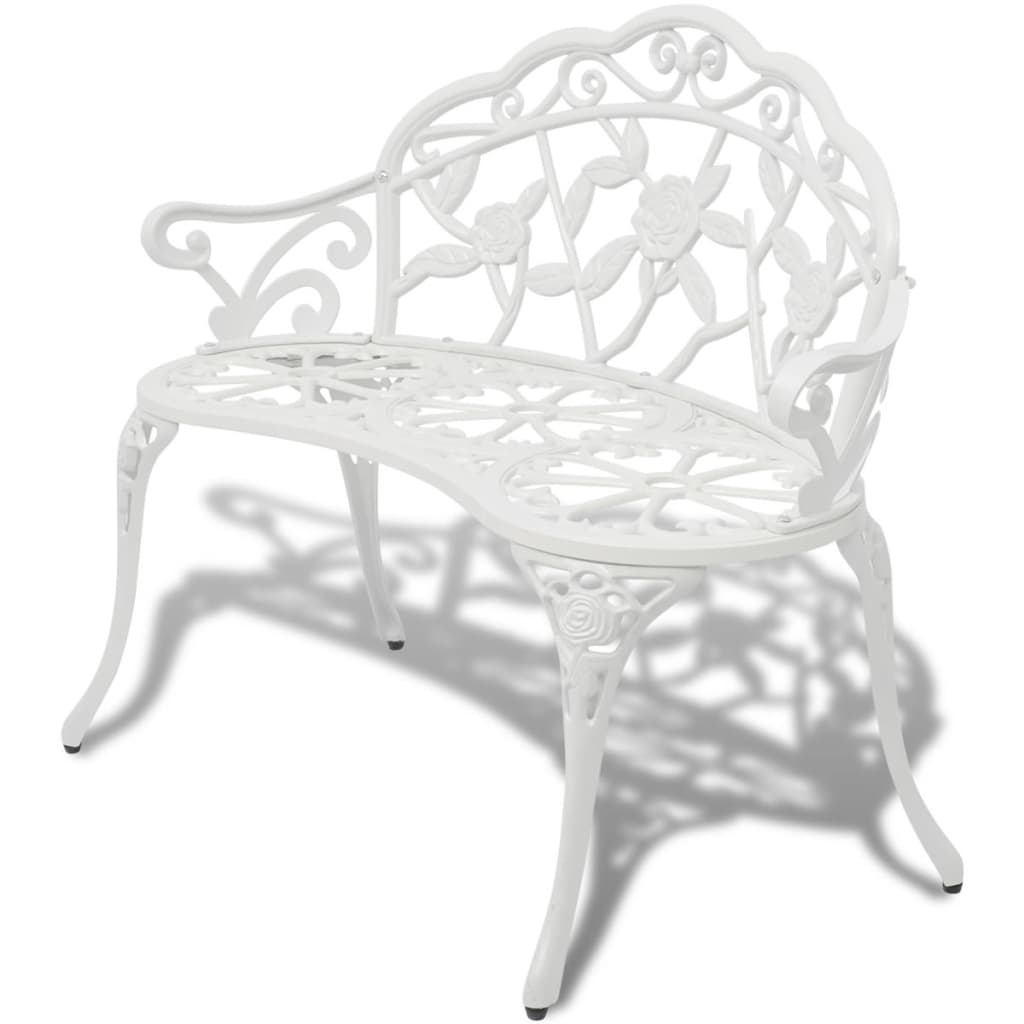 Banc de jardin 100 cm Aluminium coulé Blanc