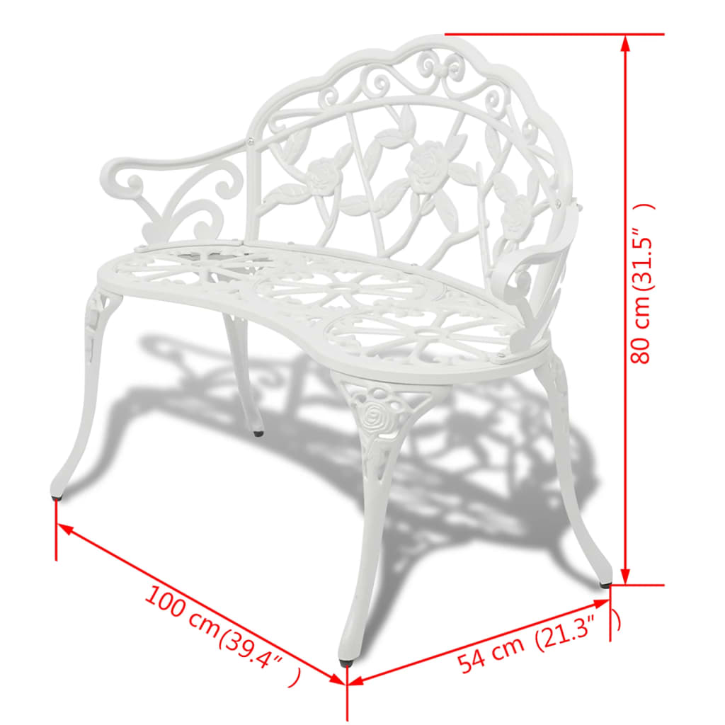 Banc de jardin 100 cm Aluminium coulé Blanc