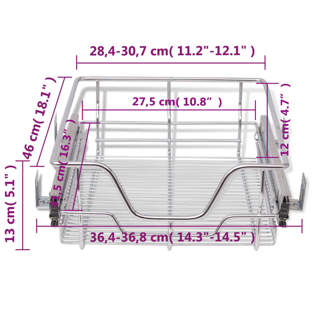 Wire Mesh Basket 2 pcs 400mm Silver