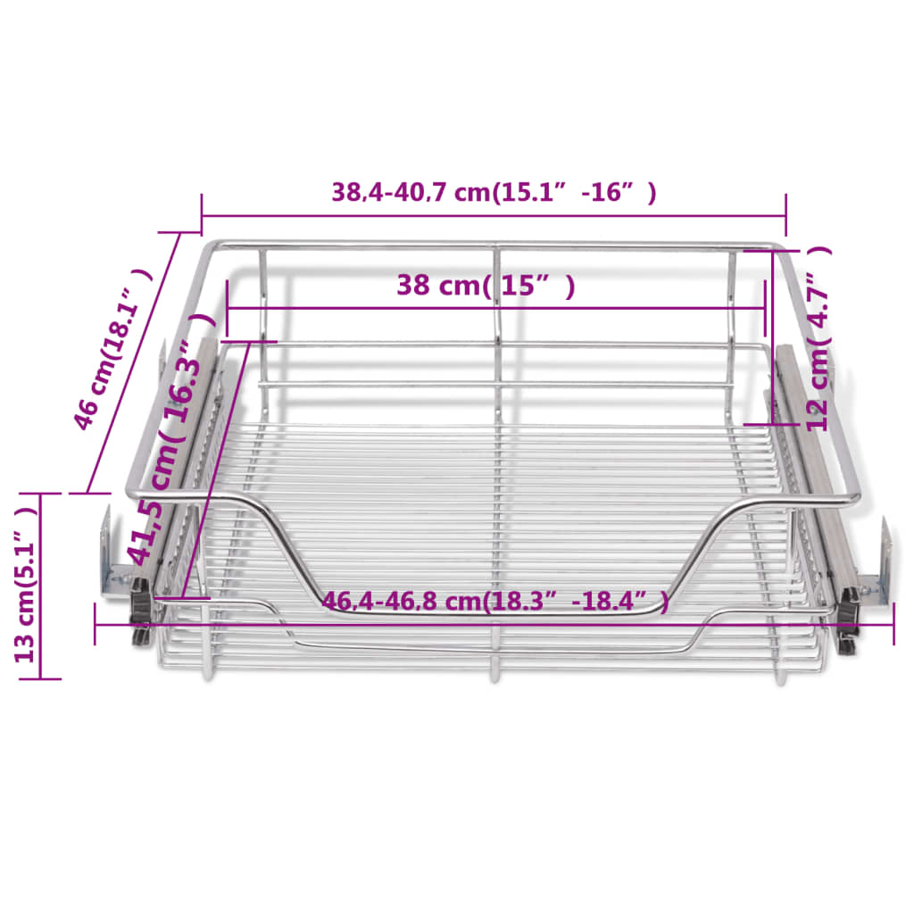 Wire Mesh Basket 2 pcs 500mm Silver