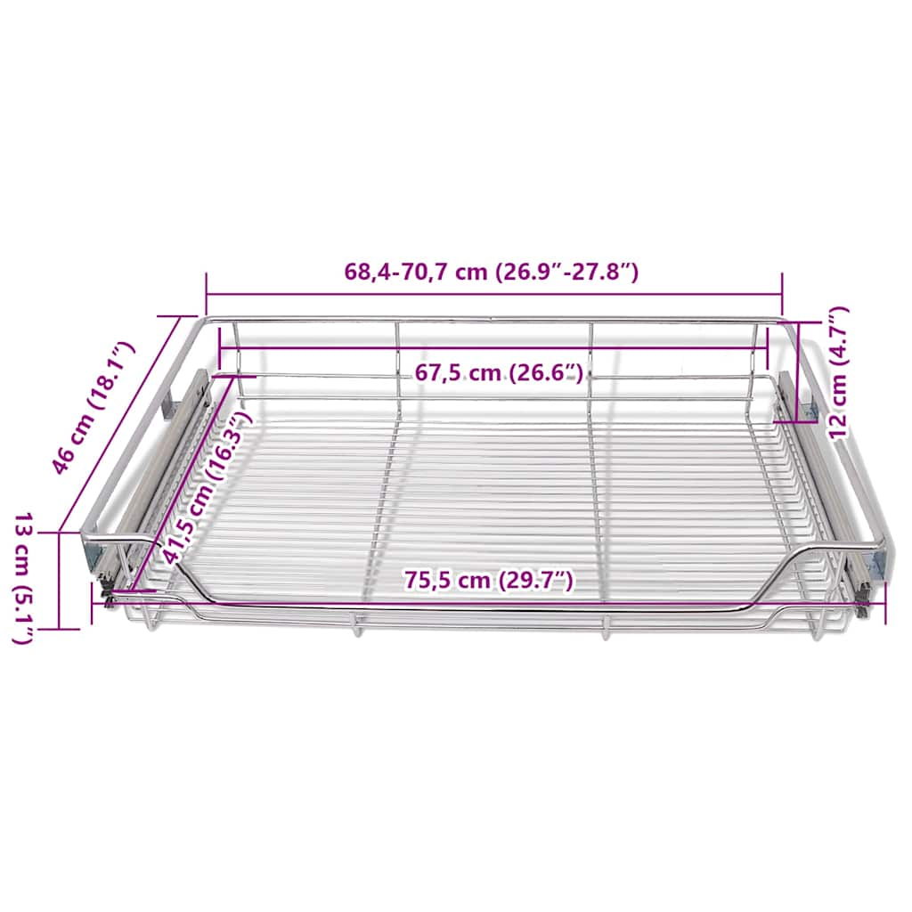 Wire Mesh Basket 2 pcs 800mm Silver