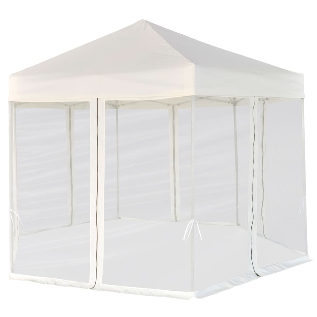 Chapiteau hexagonal et 6 parois latérales 3,6x3,1 m Blanc crème