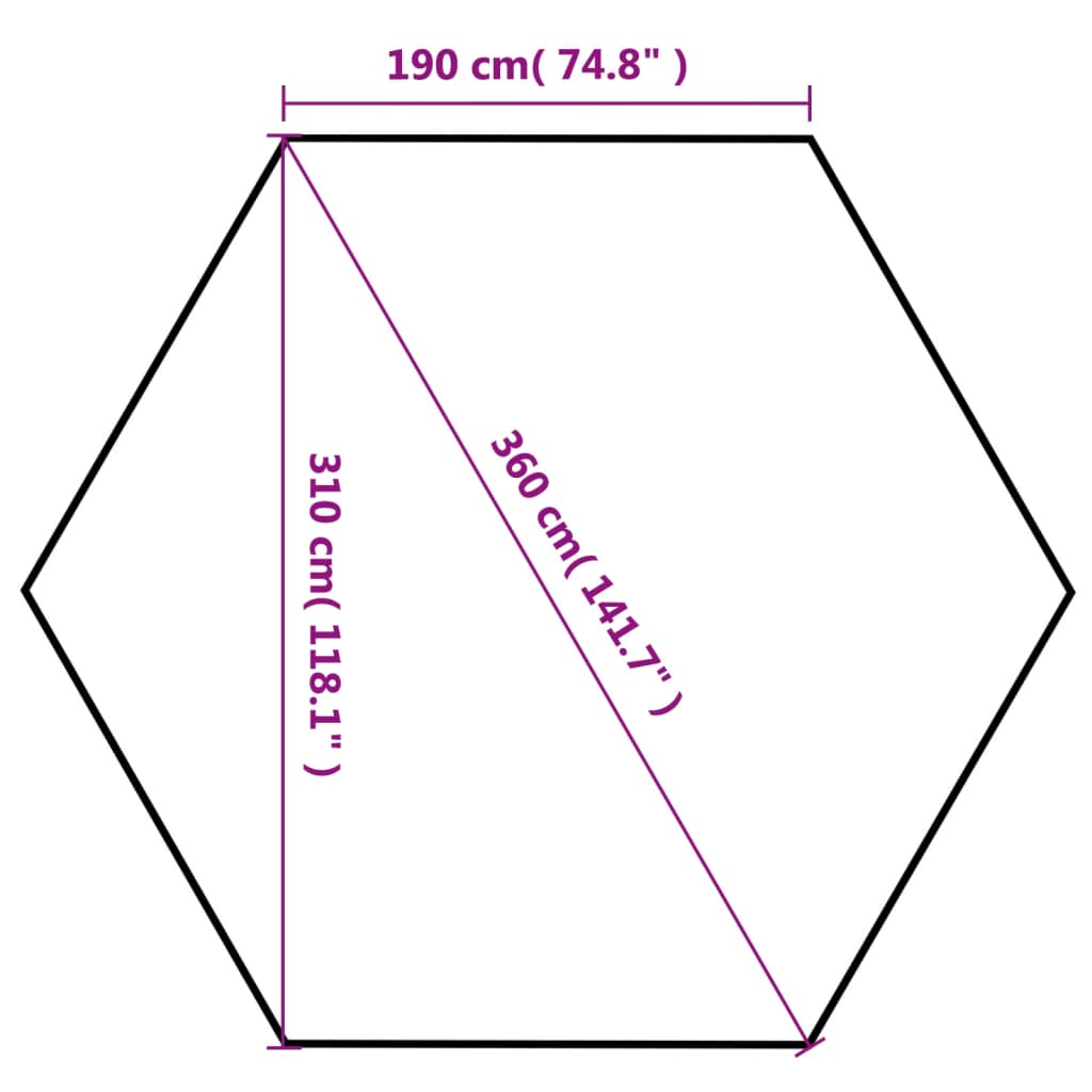 Chapiteau hexagonal et 6 parois latérales 3,6x3,1 m Blanc crème