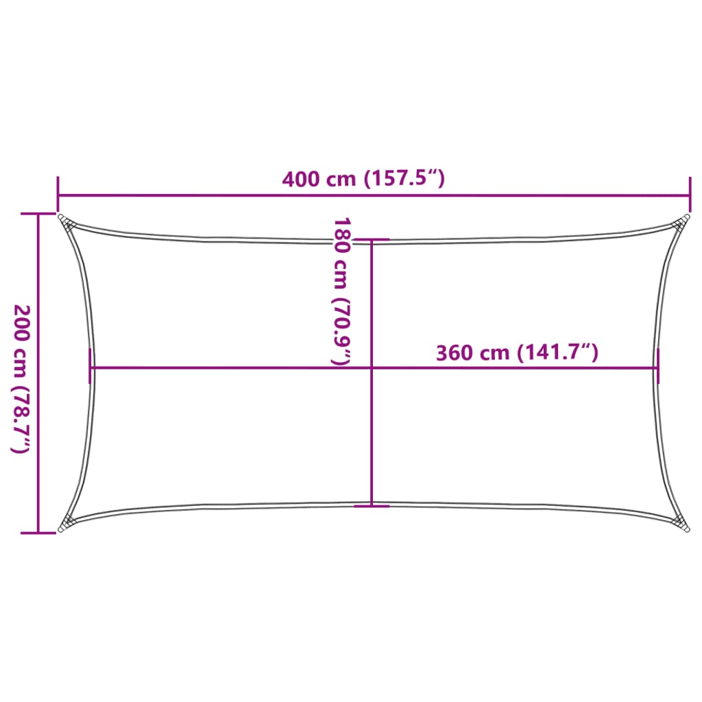 Rectangular HDPE parasol 2x4 m Cream