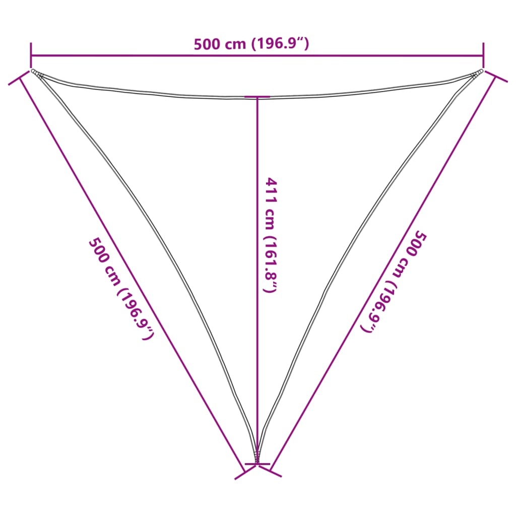 Parasol en PEHD triangulaire 5x5x5 m Crème