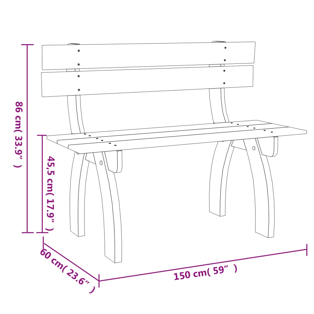 Gartenbank 150 cm Imprägniertes Kiefernholz