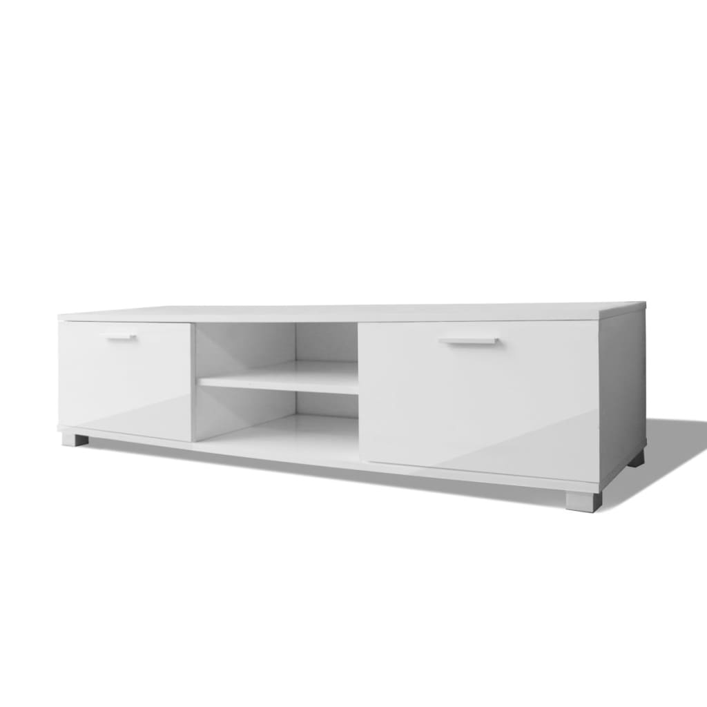 Meuble TV Blanc brillant 140x40,5x35 cm