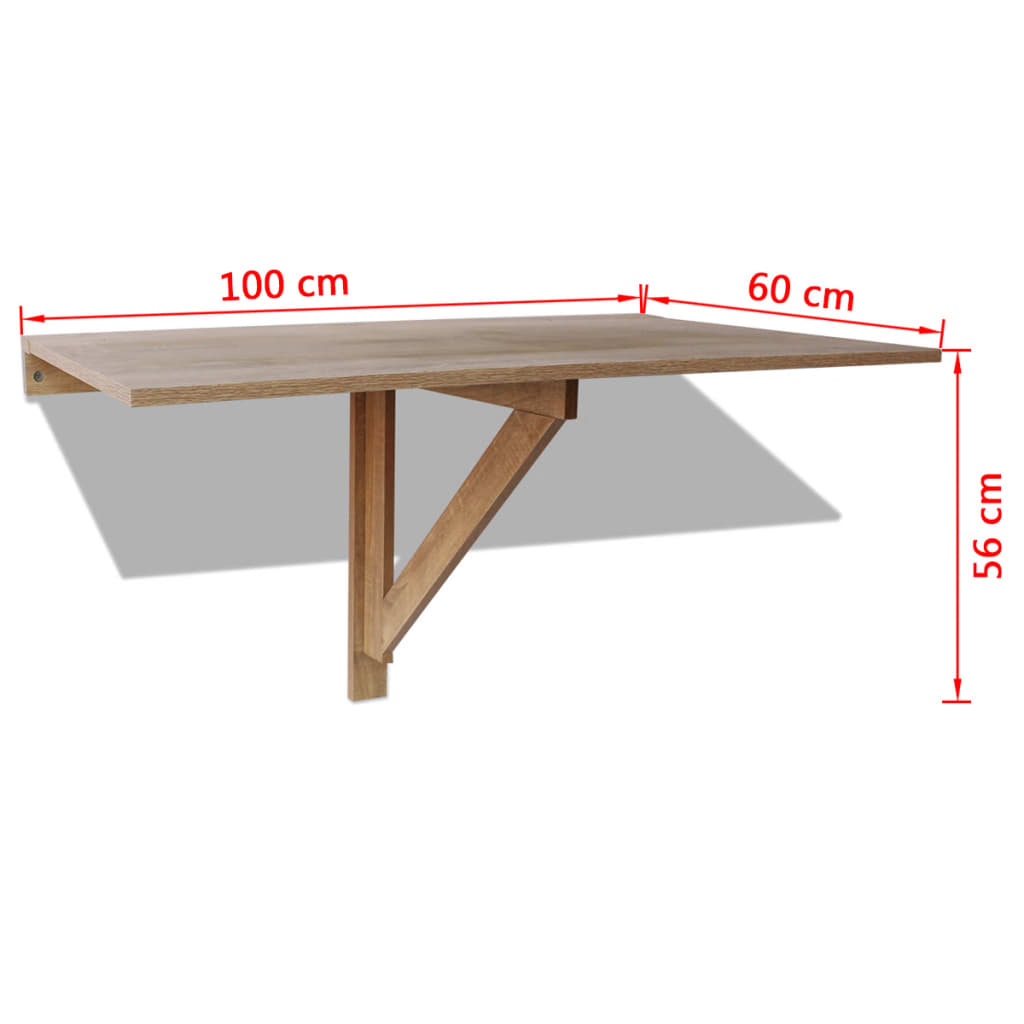 Klappbarer Wandtisch aus Eichenholz, 100 x 60 cm