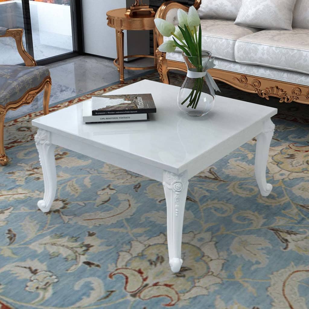 Table basse 80x80x42 cm Blanc brillant