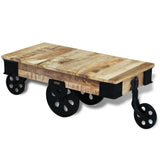 vidal XL Table basse avec roues Bois de manguier brut