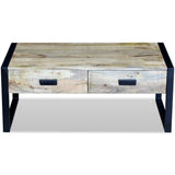 Table basse avec 2 tiroirs Bois de manguier massif 100x60x40 cm