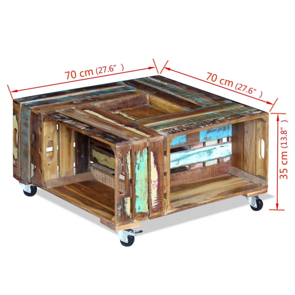 Table basse Bois de récupération massif 70x70x35 cm