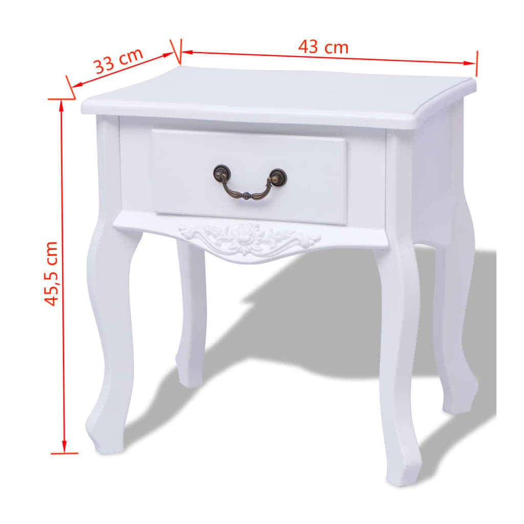 Table de chevet 2 pcs MDF Blanc