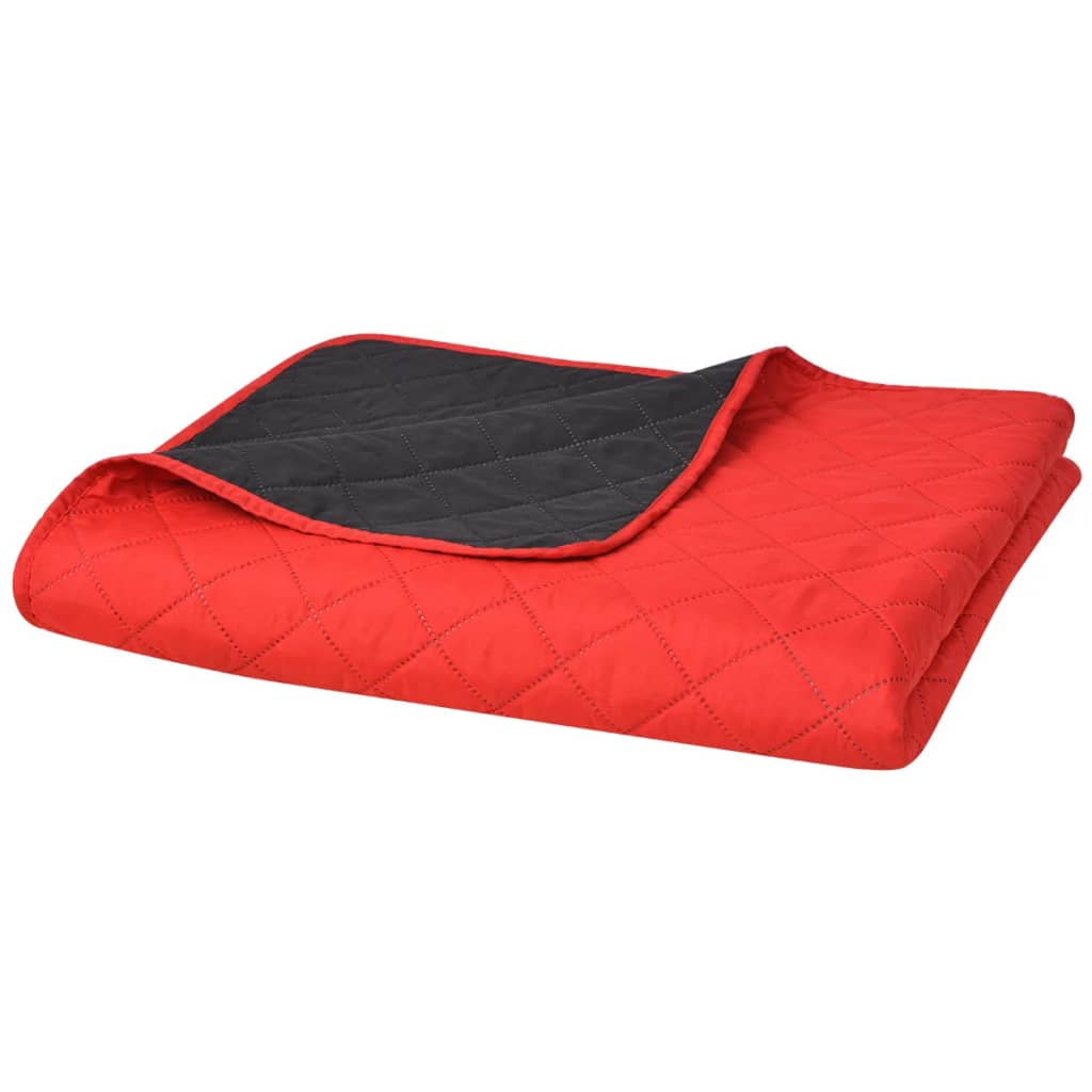 Doppelseitige gesteppte Tagesdecke Rot und Schwarz 170x210 cm