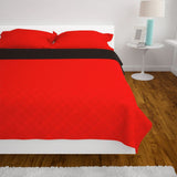 Doppelseitige gesteppte Tagesdecke Rot und Schwarz 170x210 cm