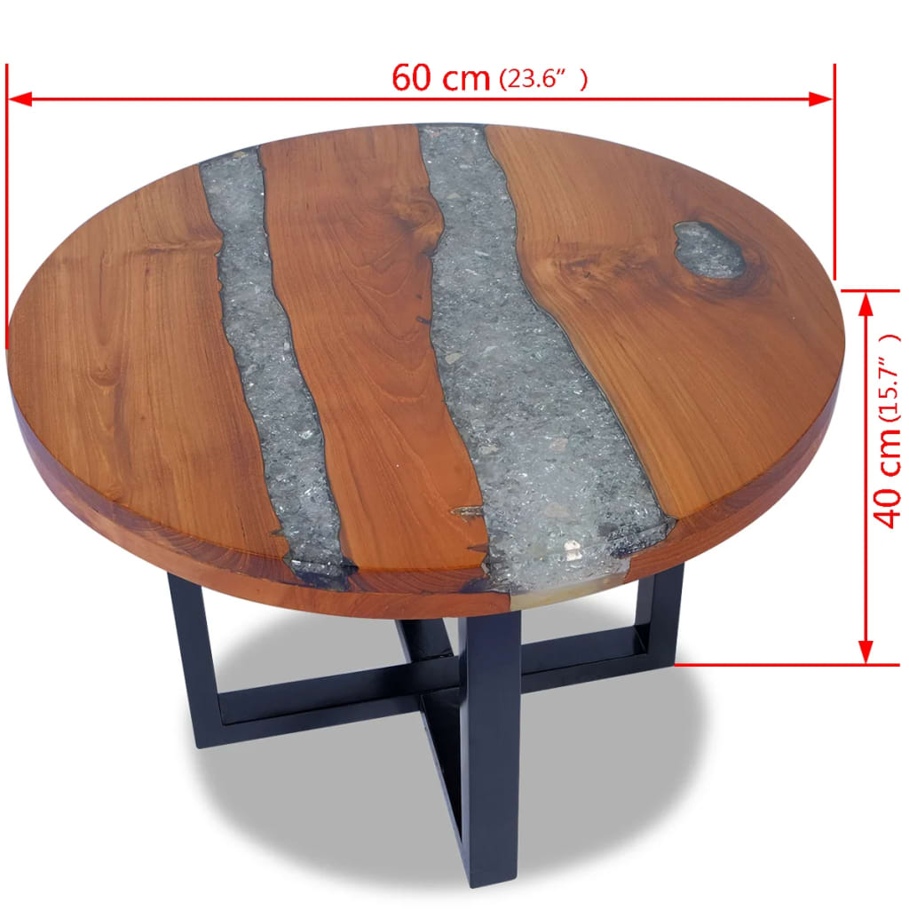 Table basse Teck Résine 60 cm