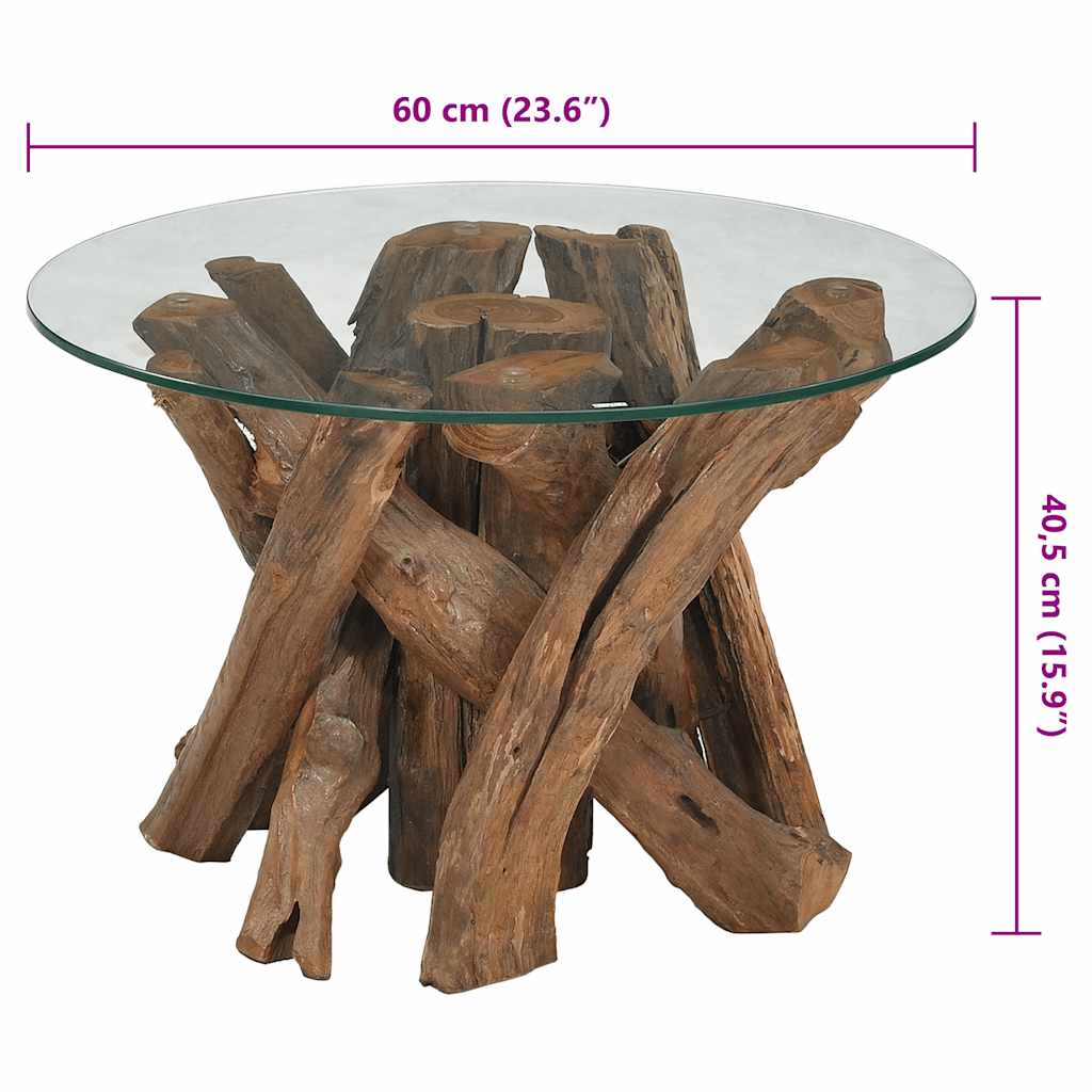 Table basse Bois flottant de teck massif 60 cm