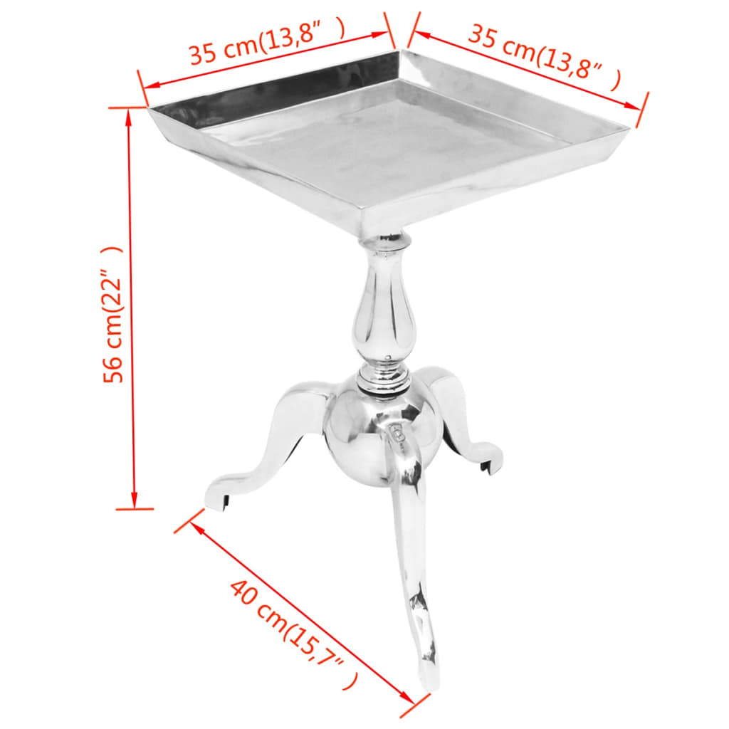 Table auxiliaire carrée Aluminium Argenté