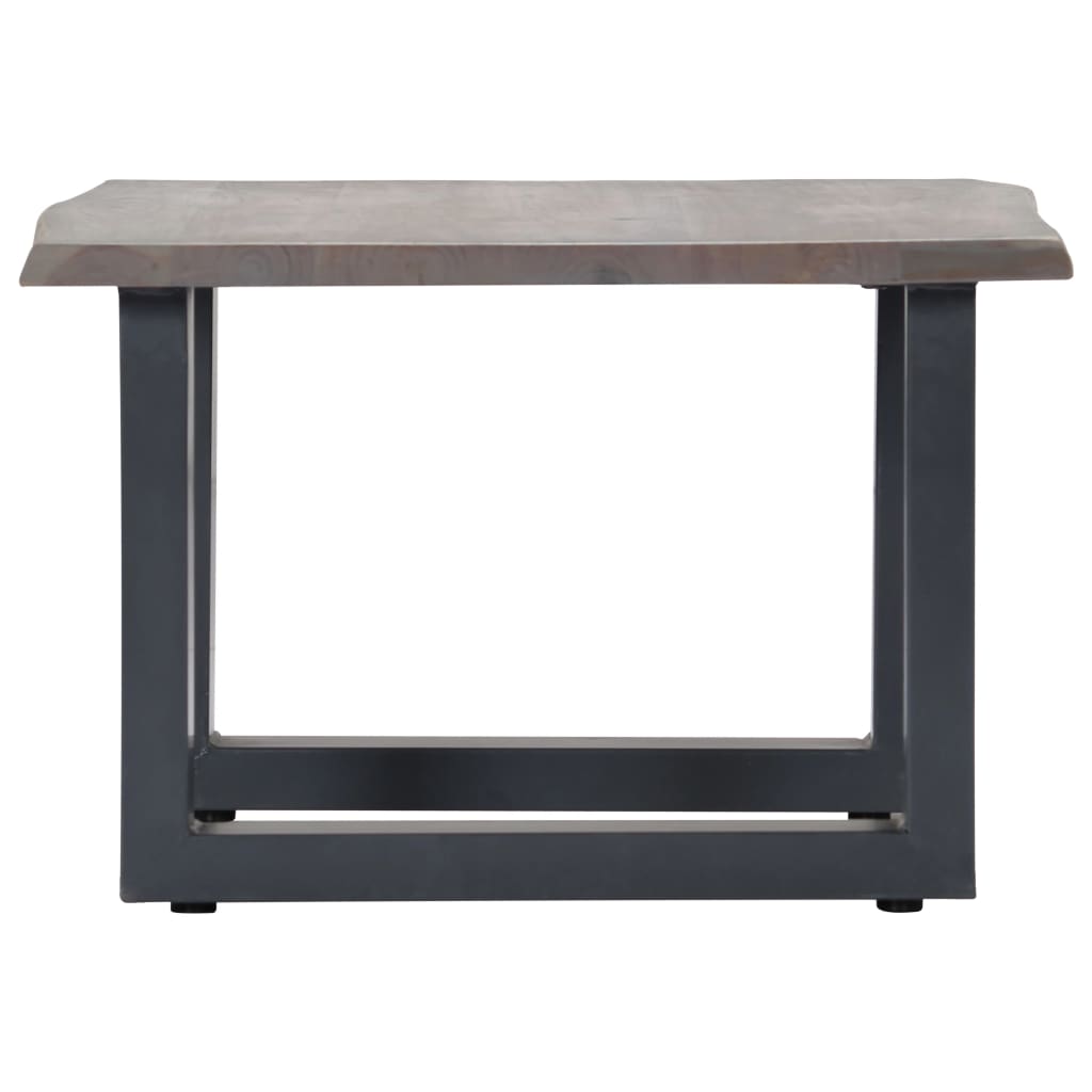 Table basse avec bord naturel Gris 60x60x40 cm Bois d'acacia