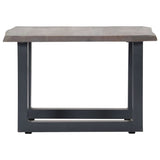 Table basse avec bord naturel Gris 60x60x40 cm Bois d'acacia