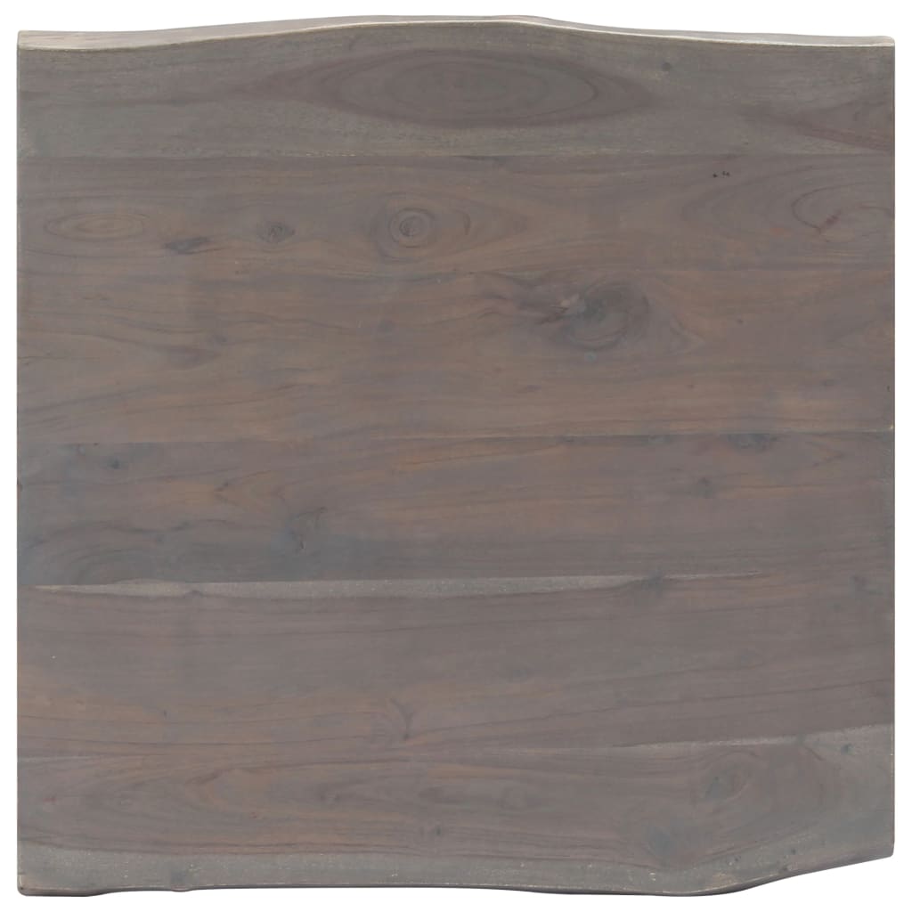 Table basse avec bord naturel Gris 60x60x40 cm Bois d'acacia