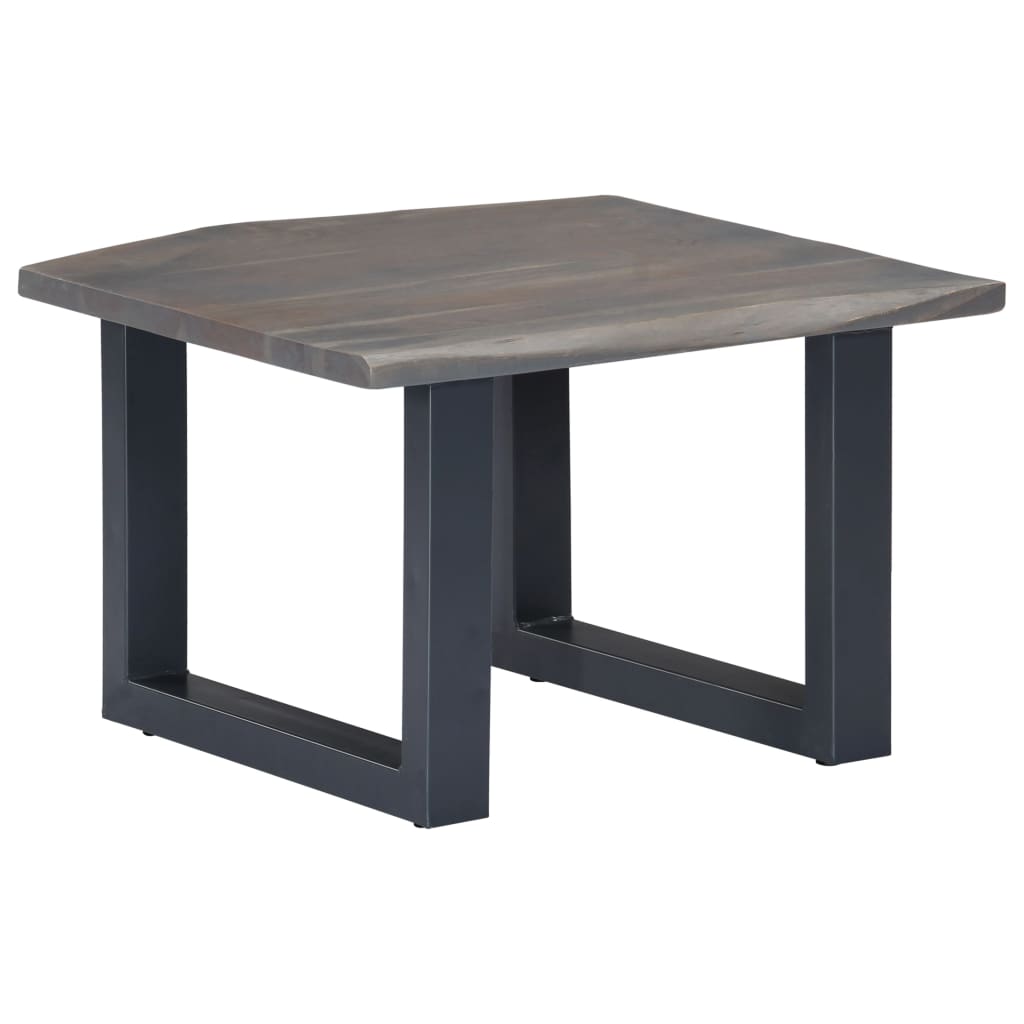 Table basse avec bord naturel Gris 60x60x40 cm Bois d'acacia