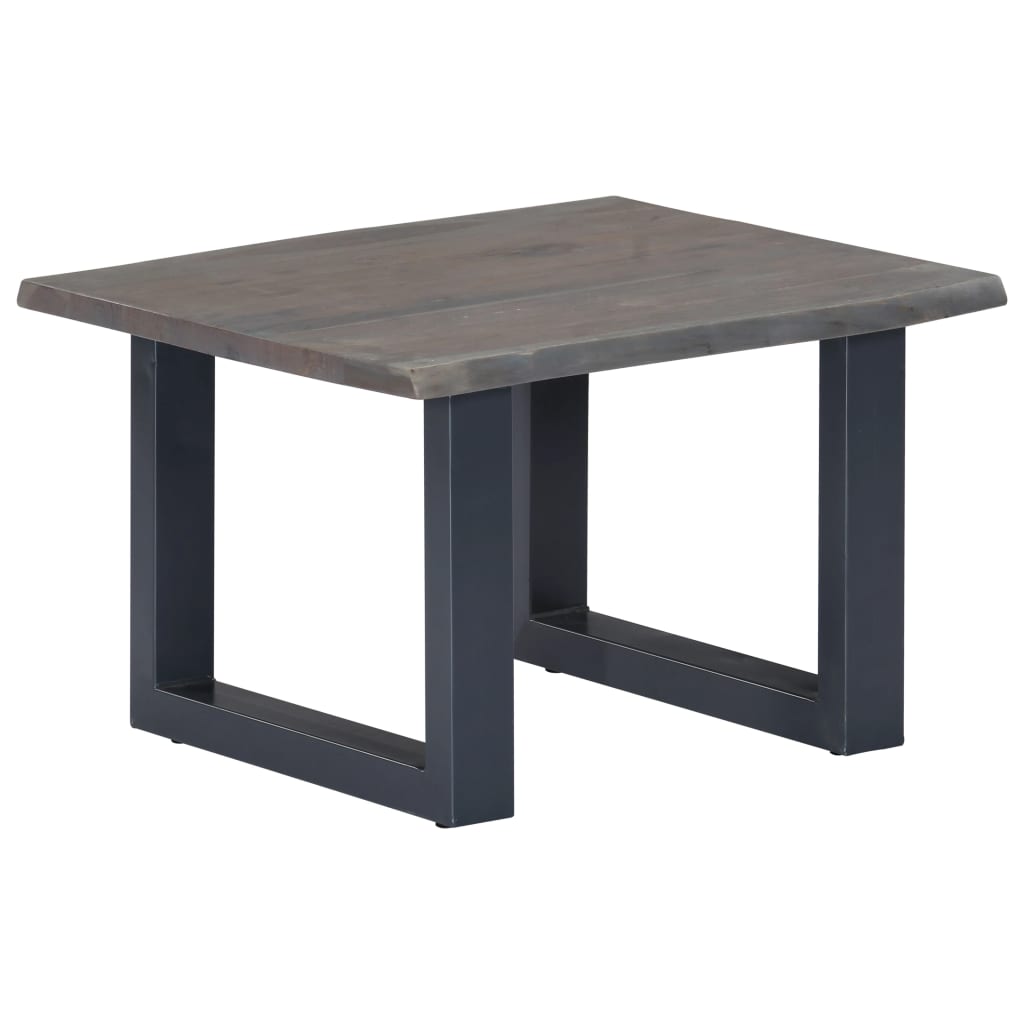 Table basse avec bord naturel Gris 60x60x40 cm Bois d'acacia