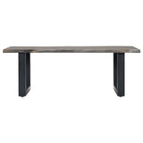 Table basse avec bord naturel Gris 115x60x40 cm Bois d'acacia