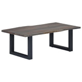 Table basse avec bord naturel Gris 115x60x40 cm Bois d'acacia