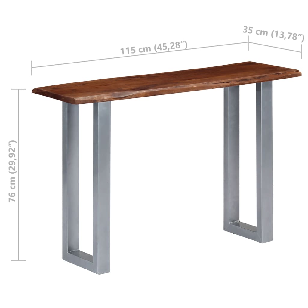 Table console 115x35x76 cm Bois d'acacia massif et fer