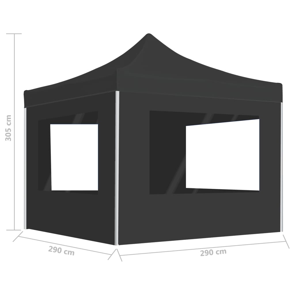 Tente de réception pliable à parois Aluminium 3 x 3m Anthracite