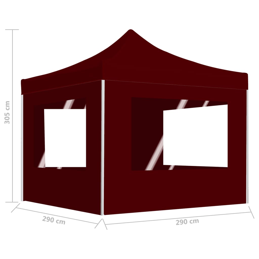 Tente de réception pliable avec parois Aluminium 3x3 m Bordeaux