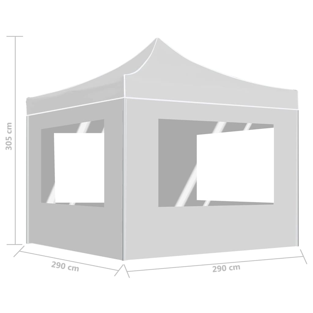 Tente de réception pliable avec parois Aluminium 3x3 m Blanc