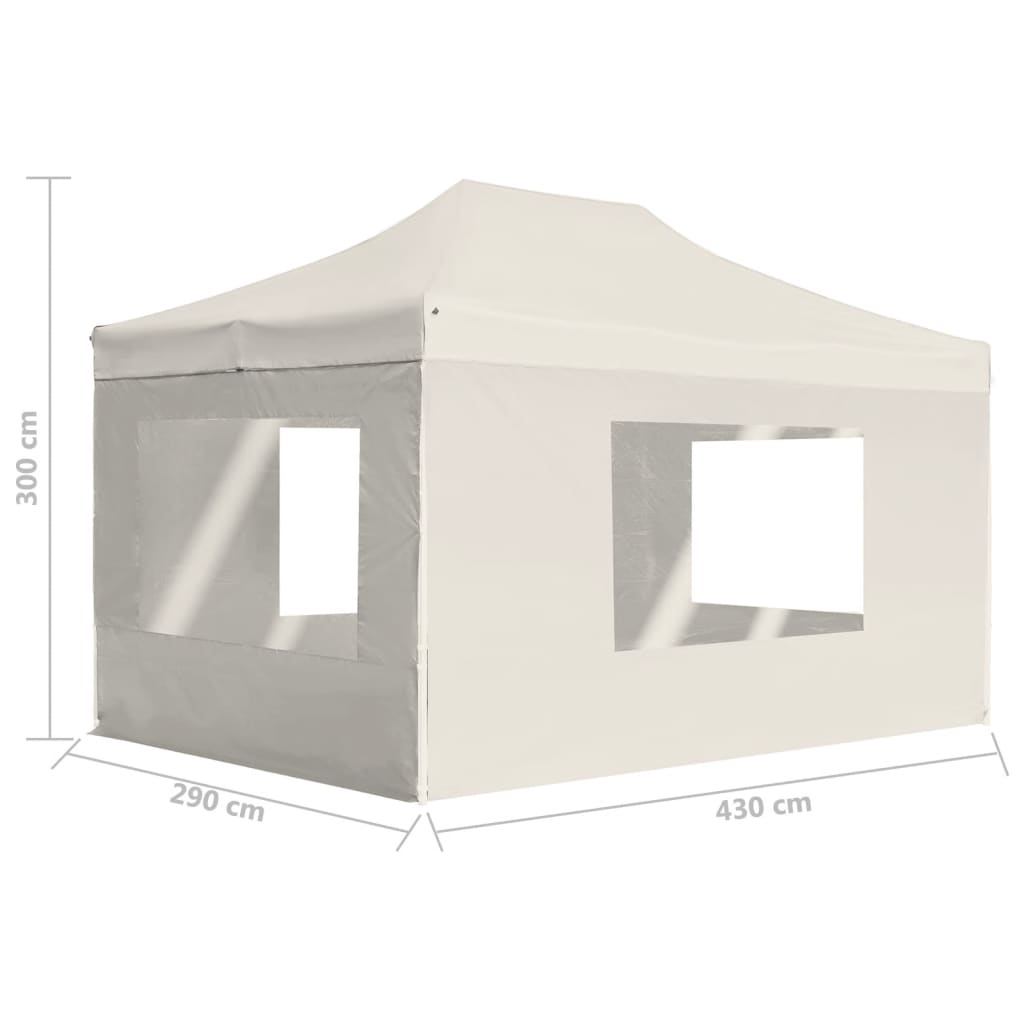 Faltbares Empfangszelt mit Aluminiumwänden 4,5x3 m Creme