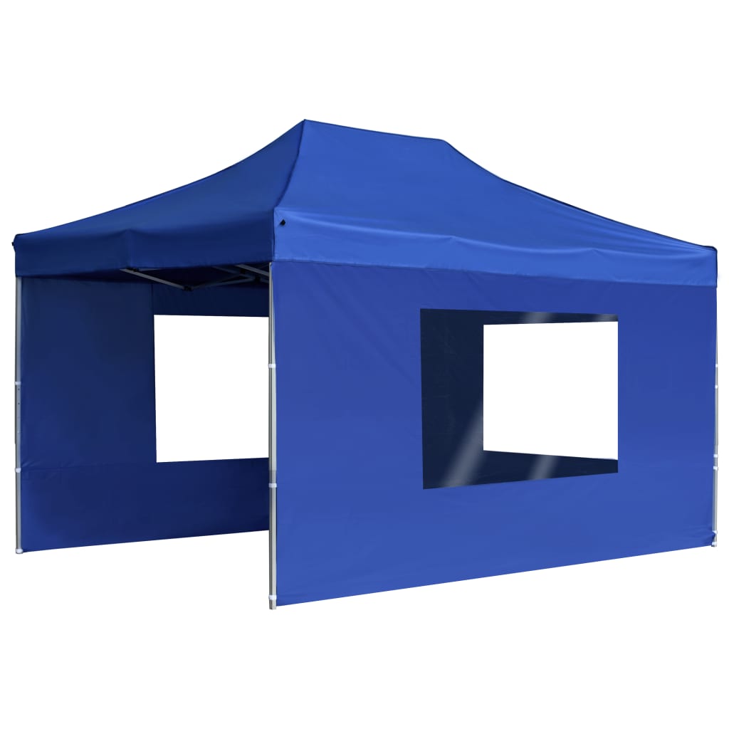 Tente de réception pliable avec parois Aluminium 4,5x3 m Bleu