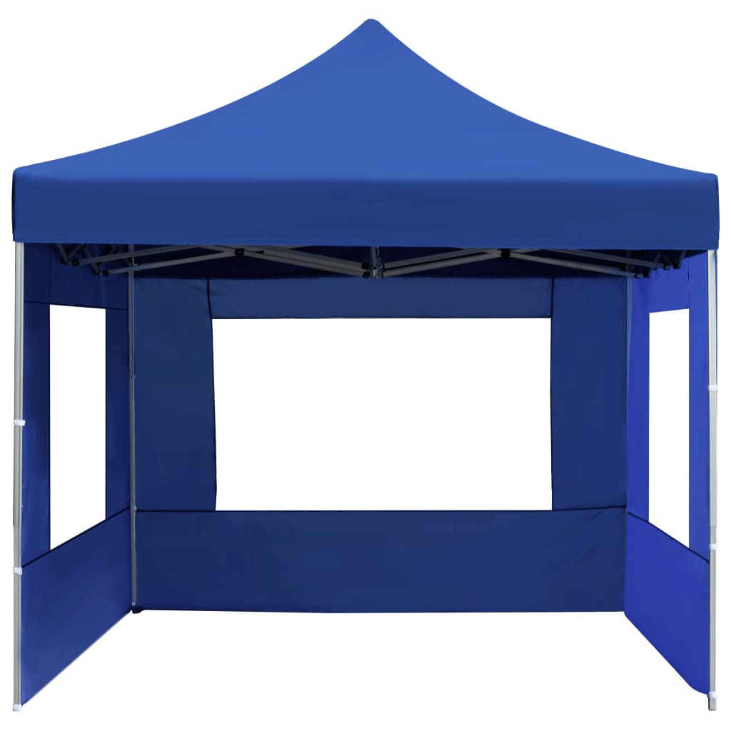 Tente de réception pliable avec parois Aluminium 4,5x3 m Bleu