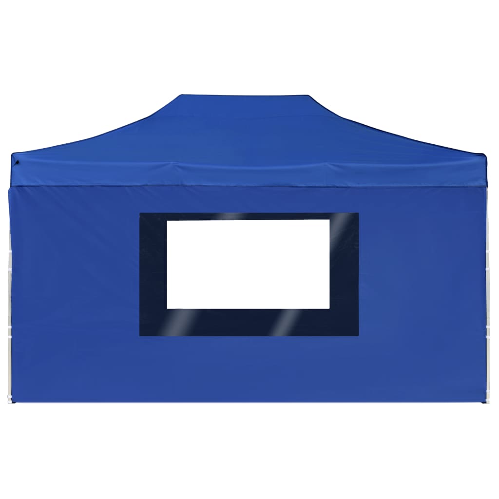 Tente de réception pliable avec parois Aluminium 4,5x3 m Bleu