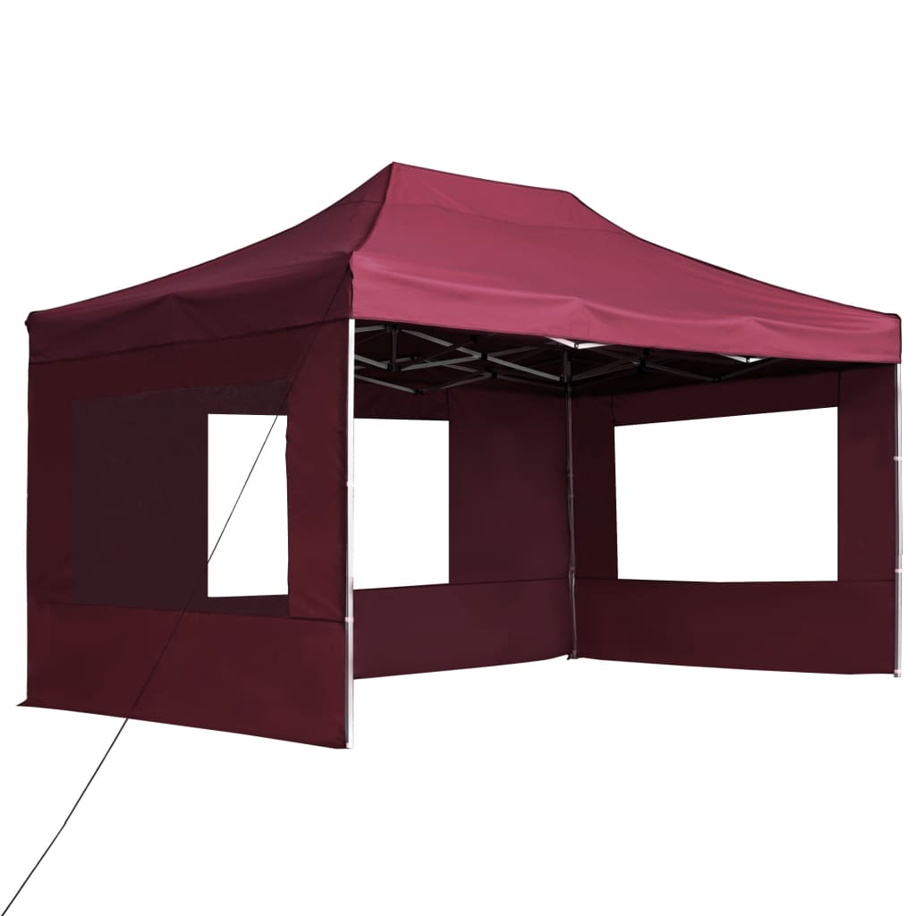 Tente de réception pliable et parois Aluminium 4,5x3 m Bordeaux