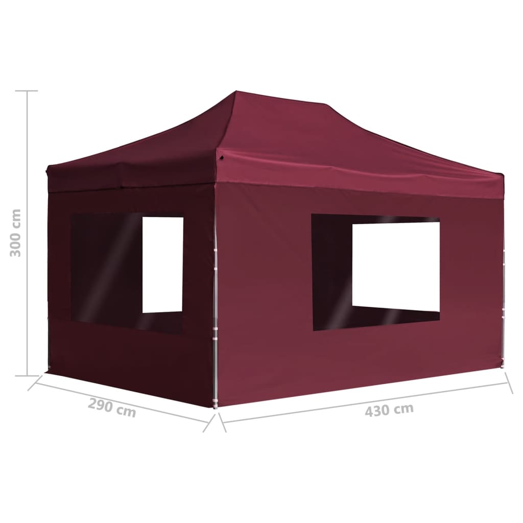 Tente de réception pliable et parois Aluminium 4,5x3 m Bordeaux