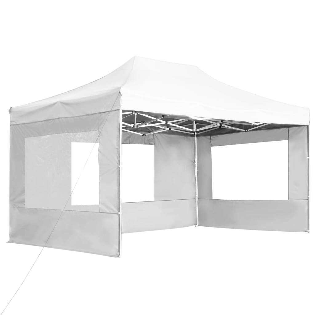 Tente de réception pliable avec parois Aluminium 4,5x3 m Blanc