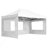 Tente de réception pliable avec parois Aluminium 4,5x3 m Blanc