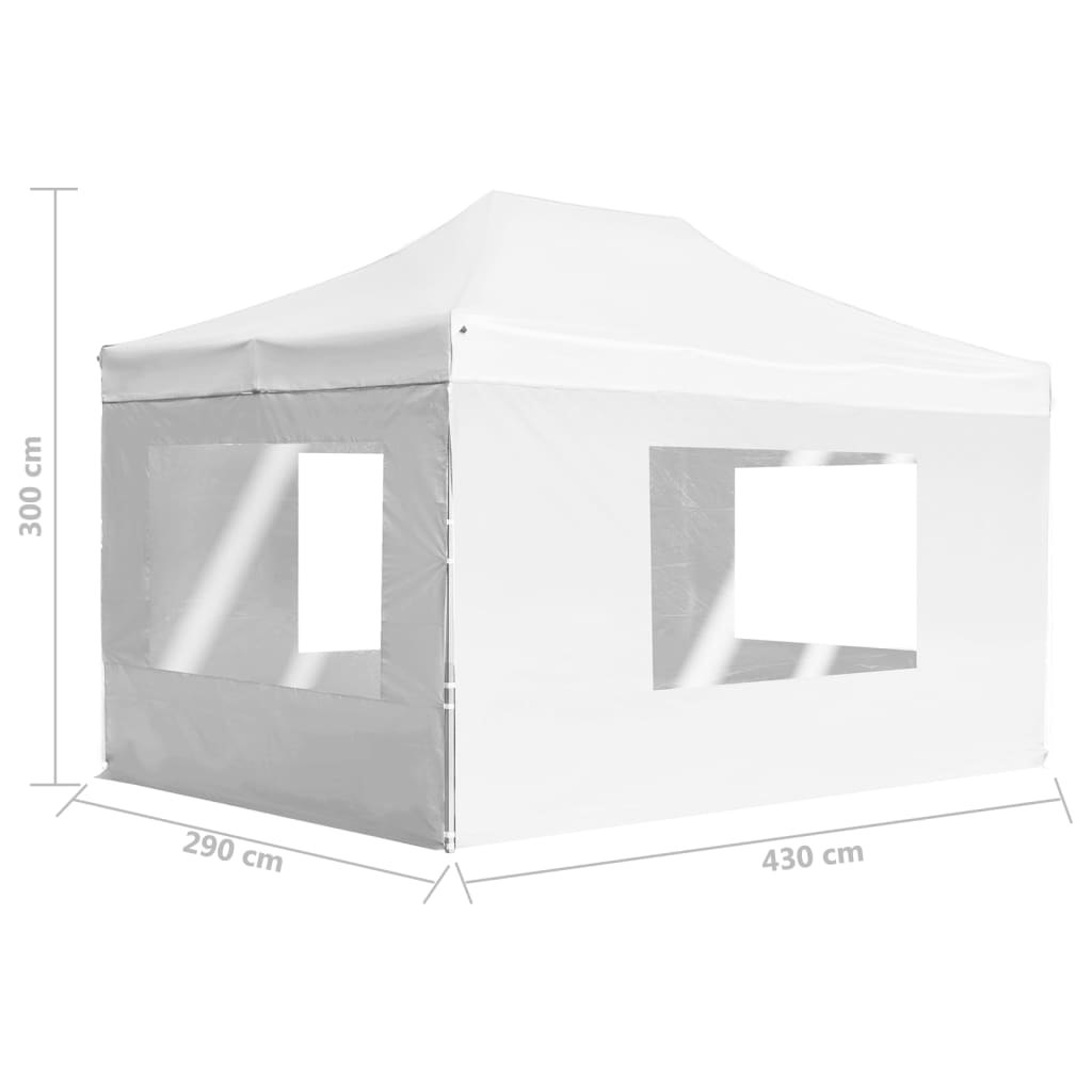 Tente de réception pliable avec parois Aluminium 4,5x3 m Blanc