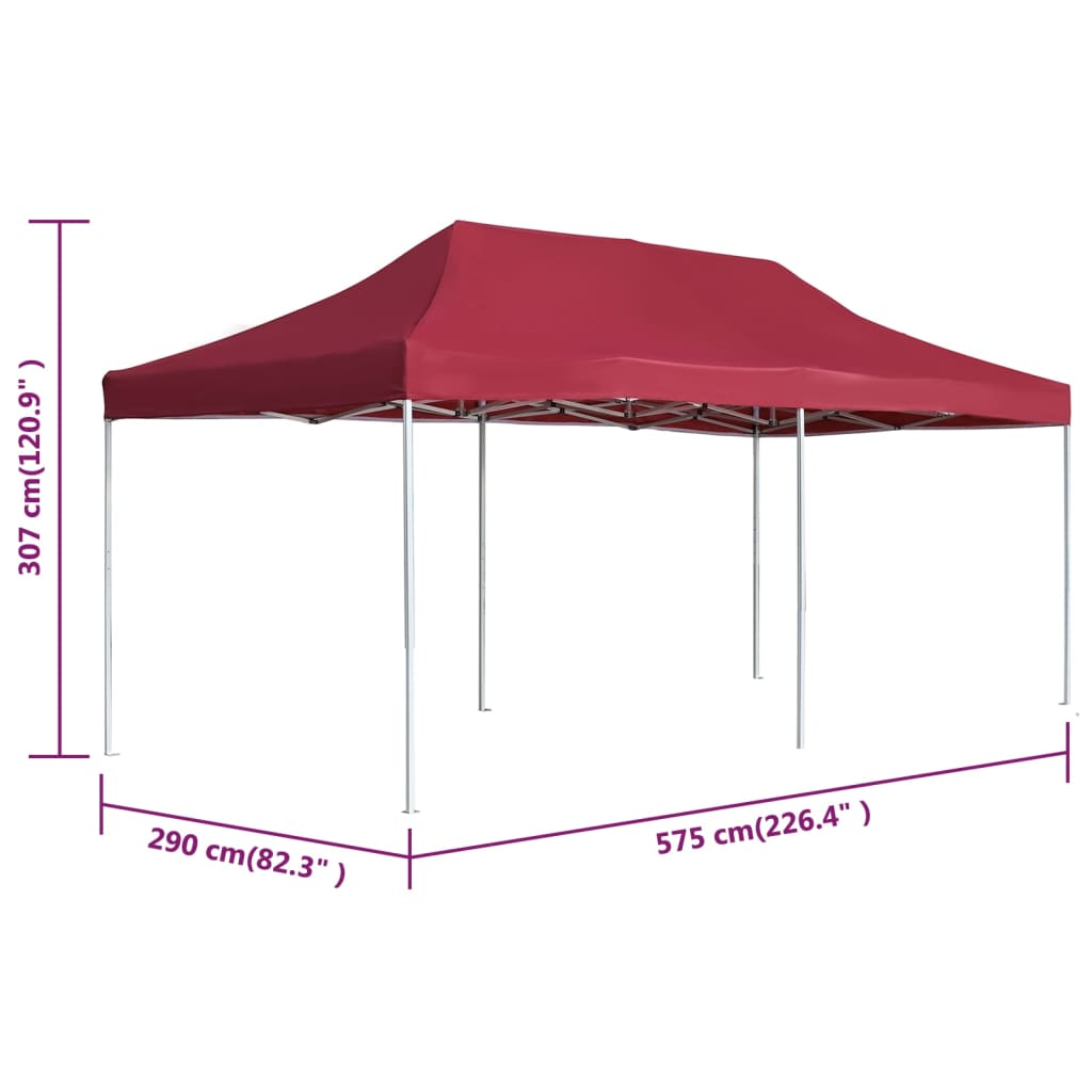 Tente de réception pliable Aluminium 6x3 m Bordeaux