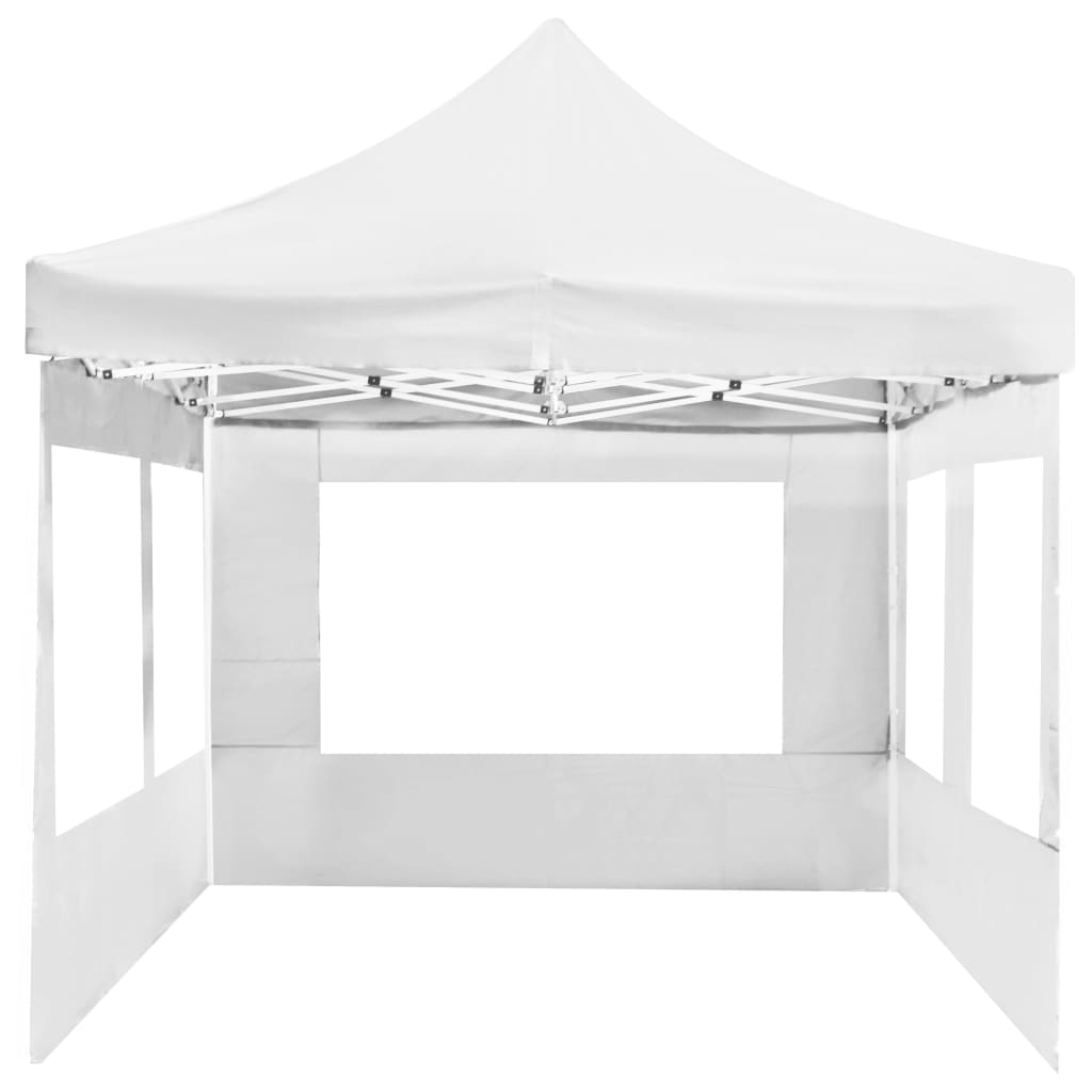 Tente de réception pliable avec parois Aluminium 6 x 3 m Blanc